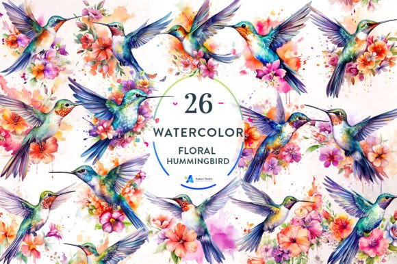 Download Floral Hummingbird Watercolor Clipart - Hummingbird watercolor Collection