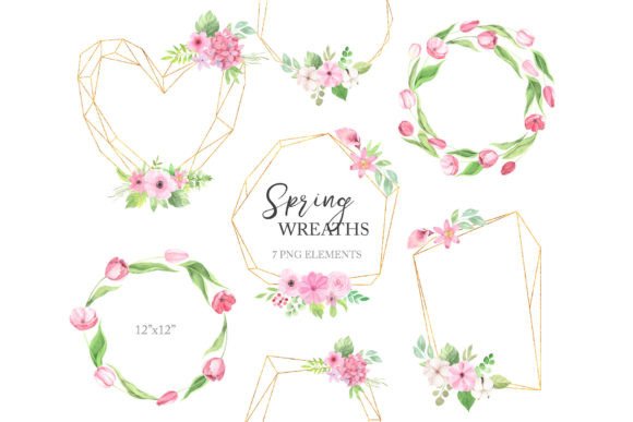 Download Watercolor Pink Flowers Fames PNG - Premium Bundle