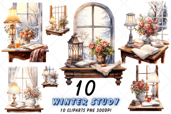 Download Cozy Winter Study Watercolor Clipart Png - Premium Resources