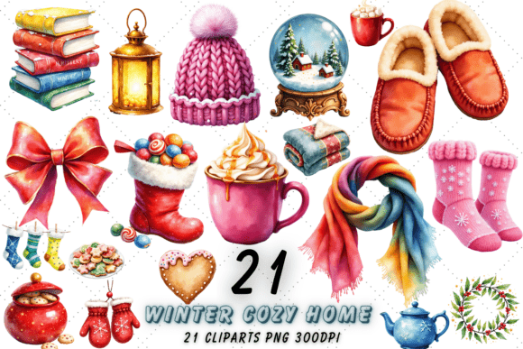 Download Cozy Winter Home Clipart Bundle | Vibran - Cozy winter Collection