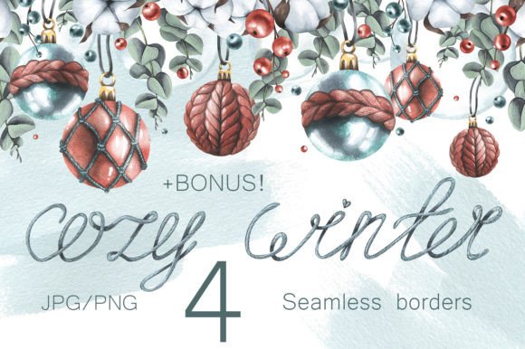 Download Cozy Winter Watercolor Seamless Borders - Premium Resources
