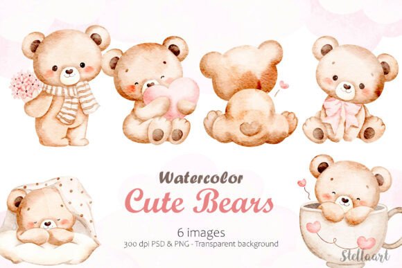 Download Watercolor Illustration of Cute Bears - Watercolor illustration Collection