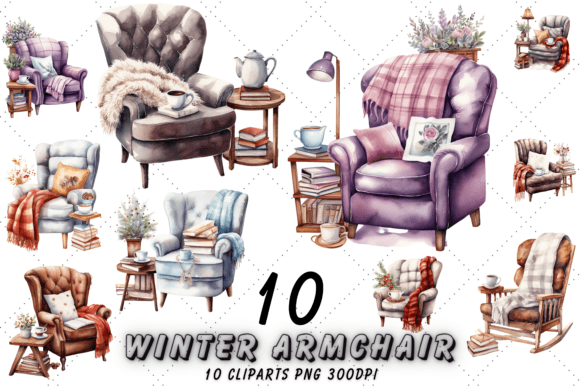 Download Cozy Winter Armchair Watercolor Clipart - Premium Resources